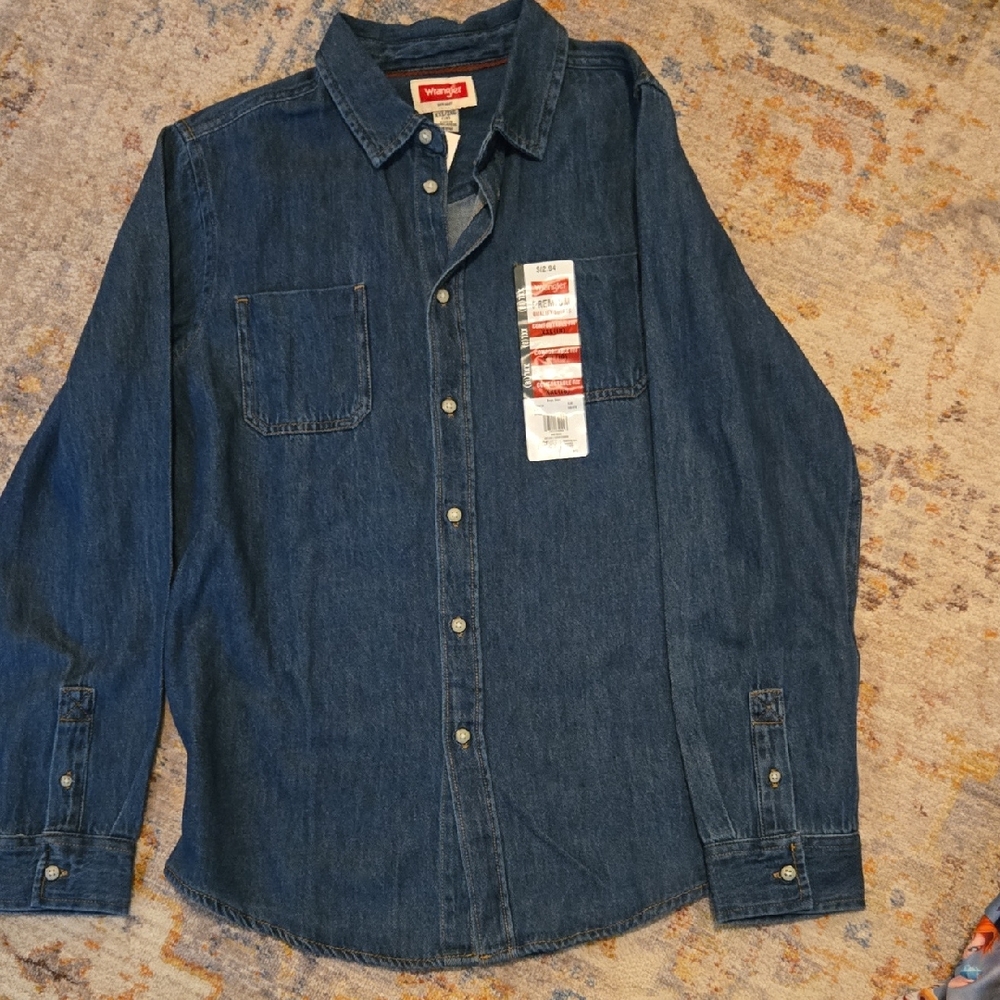 Wrangler Boys Casual Denim Shirt - Dark Blue
